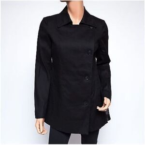 Lafayette 148 NY Black Linen Blend Single Breasted  M